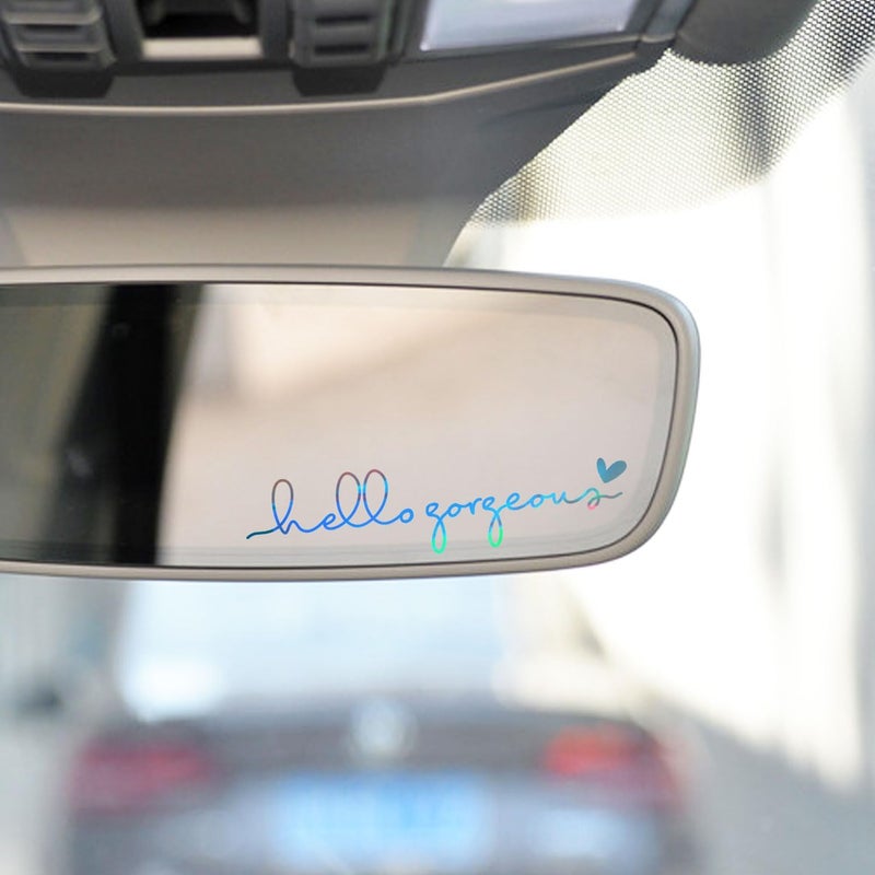 OFlyDesigns 2 x Hello Gorgeous Rearview Vinyl Decal Sticker, Hello Gorgeous Decal, Water Bottle Sticker, Self-Care Stickers, Car Windshield, Rear View Mirror, Mirror, Laptop Affirmation Sticker - Image 5